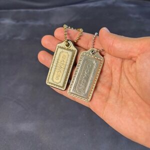 Coach Metallic Gold and Silver Leather Hangtags Set of 2 Bag Charms Replacement